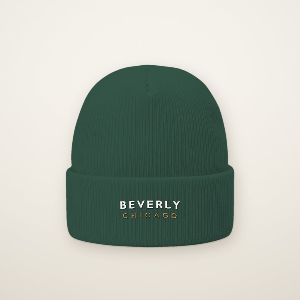 Beverly Chicago Embroidered Cuffed Beanie in Spruce