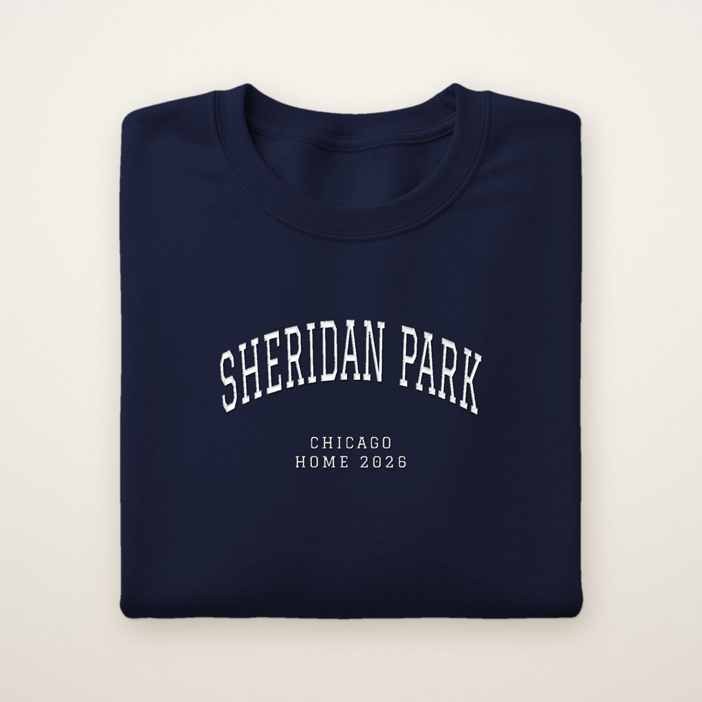 Sheridan Park Chicago Home 2026 Embroidered Crewneck — White Thread