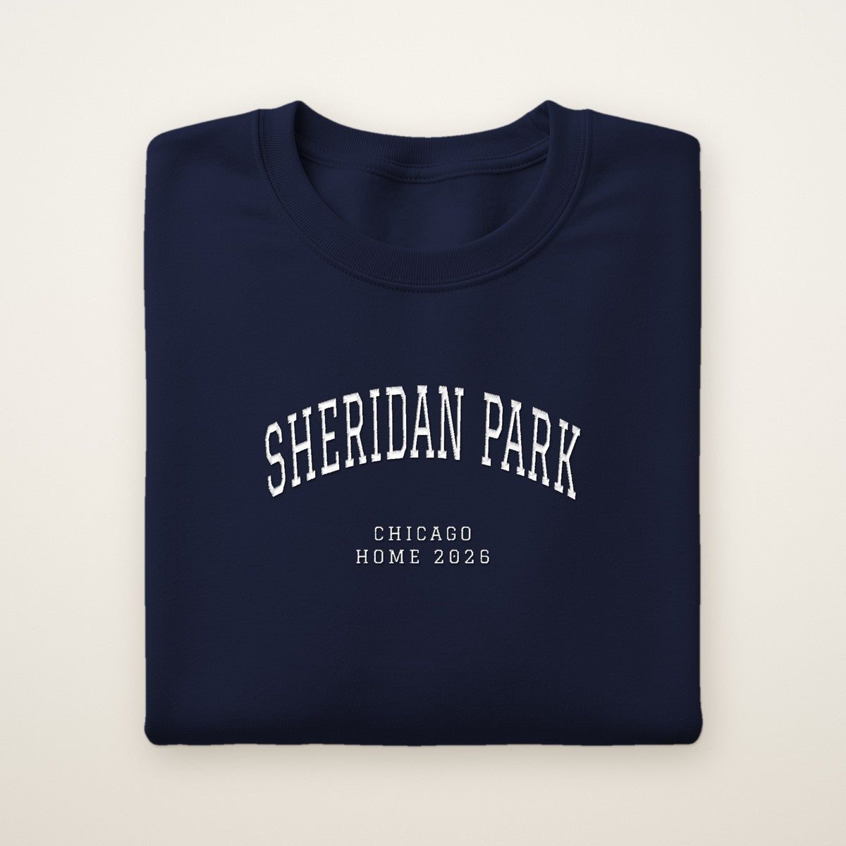 Sheridan Park Chicago Home 2026 Embroidered Crewneck — White Thread