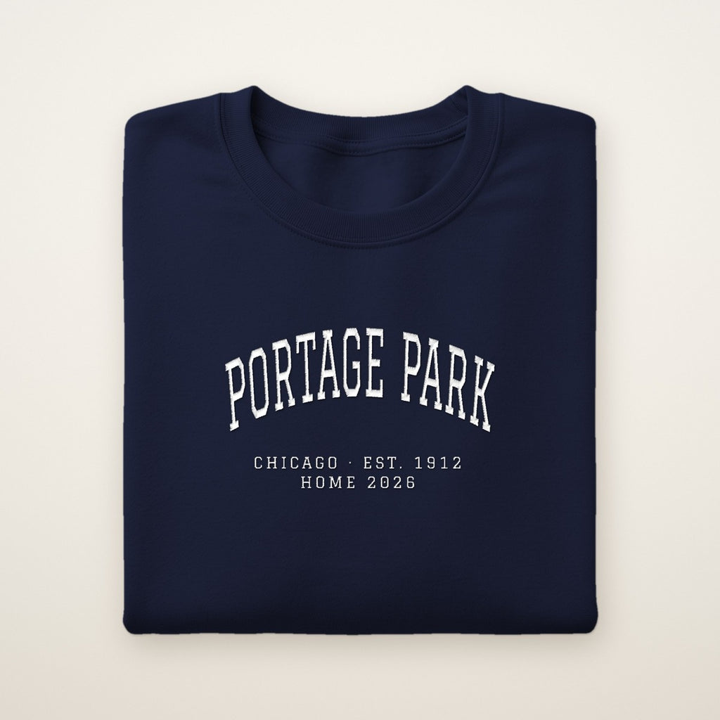 Portage Park Chicago Home 2026 Embroidered Crewneck — White Thread