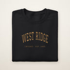 West Ridge Chicago Embroidered Crewneck — Gold Thread on Black