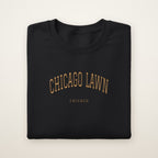 Chicago Lawn Chicago Embroidered Crewneck — Gold Thread on Black