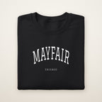 Mayfair Chicago Embroidered Crewneck — White Thread on Black