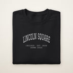 Lincoln Square Chicago Home 2026 Embroidered Crewneck — White Thread on Black
