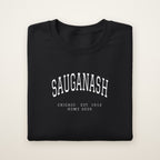 Sauganash Chicago Home 2026 Embroidered Crewneck — White Thread on Black