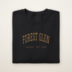 Forest Glen Chicago Embroidered Crewneck — Gold Thread on Black