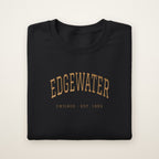 Edgewater Chicago Embroidered Crewneck — Gold Thread on Black