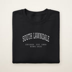South Lawndale Chicago Home 2026 Embroidered Crewneck — White Thread on Black