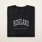 Roseland Chicago Embroidered Crewneck — White Thread on Black