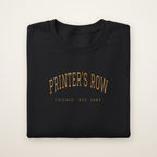 Printer's Row Chicago Embroidered Crewneck — Gold Thread on Black