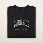 Burnside Chicago Embroidered Crewneck — White Thread on Black