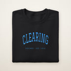 Clearing Chicago Embroidered Crewneck — Sky Blue Thread on Black
