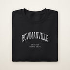 Bowmanville Chicago Home 2026 Embroidered Crewneck — White Thread on Black