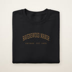 Ravenswood Manor Chicago Embroidered Crewneck — Gold Thread on Black