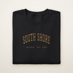 South Shore Chicago Embroidered Crewneck — Gold Thread on Black