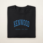 Kenwood Chicago Embroidered Crewneck — Sky Blue Thread on Black