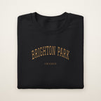 Brighton Park Chicago Embroidered Crewneck — Gold Thread on Black