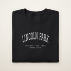 Lincoln Park Chicago Home 2026 Embroidered Crewneck — White Thread on Black