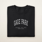 Gage Park Chicago Home 2026 Embroidered Crewneck — White Thread on Black