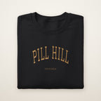 Pill Hill Chicago Embroidered Crewneck — Gold Thread on Black