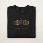 North Park Chicago Embroidered Crewneck — Gold Thread on Black