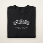 Streeterville Chicago Home 2026 Embroidered Crewneck — White Thread on Black