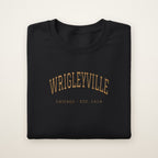 Wrigleyville Chicago Embroidered Crewneck — Gold Thread on Black