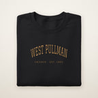 West Pullman Chicago Embroidered Crewneck — Gold Thread on Black