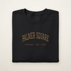 Palmer Square Chicago Embroidered Crewneck — Gold Thread on Black