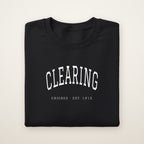 Clearing Chicago Embroidered Crewneck — White Thread on Black
