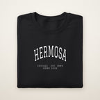 Hermosa Chicago Home 2026 Embroidered Crewneck — White Thread on Black