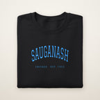 Sauganash Chicago Embroidered Crewneck — Sky Blue Thread on Black