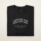 Lakeview East Chicago Home 2026 Embroidered Crewneck — White Thread on Black