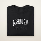 Ashburn Chicago Embroidered Crewneck — White Thread on Black