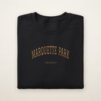 Marquette Park Chicago Embroidered Crewneck — Gold Thread on Black