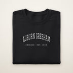 Auburn Gresham Chicago Embroidered Crewneck — White Thread on Black