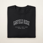 Garfield Ridge Chicago Home 2026 Embroidered Crewneck — White Thread on Black