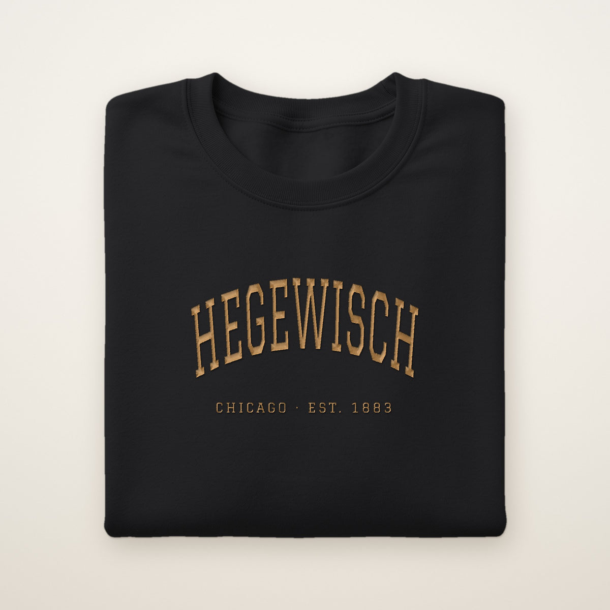 Hegewisch Chicago Embroidered Crewneck — Gold Thread on Black