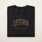 Uptown Chicago Embroidered Crewneck — Gold Thread on Black