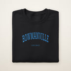 Bowmanville Chicago Embroidered Crewneck — Sky Blue Thread on Black