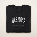 Hermosa Chicago Embroidered Crewneck — White Thread on Black