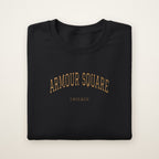 Armour Square Chicago Embroidered Crewneck — Gold Thread on Black