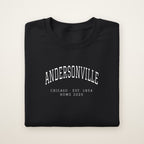Andersonville Chicago Home 2026 Embroidered Crewneck — White Thread on Black