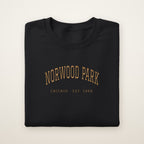 Norwood Park Chicago Embroidered Crewneck — Gold Thread on Black
