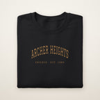 Archer Heights Chicago Embroidered Crewneck — Gold Thread on Black