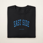 East Side Chicago Embroidered Crewneck — Sky Blue Thread on Black
