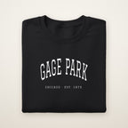 Gage Park Chicago Embroidered Crewneck — White Thread on Black