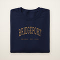 Bridgeport Chicago embroidered crewneck sweatshirt, Navy, gold embroidery
