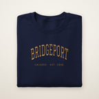 Bridgeport Chicago embroidered crewneck sweatshirt, Navy, gold embroidery