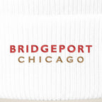 Bridgeport Chicago embroidery close-up in red and old gold thread